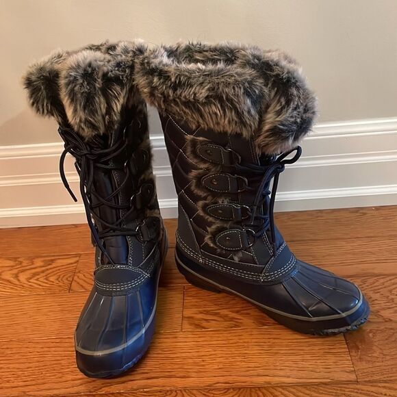 Khombu Women's Fleece Lined Boots Lace Up Rubber Toe Size 8 - Picture 6 of 9